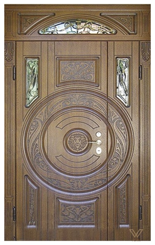 Двери входные, двуполые с фрамугой