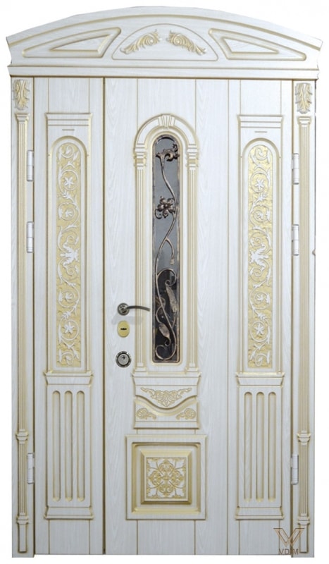 Двері вхідні двополі. З карнізом