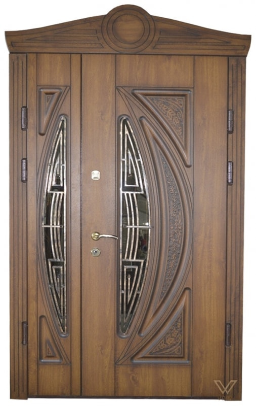 Двері вхідні двополі. З карнізом.