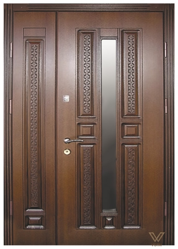 Двери входные двуполые со стеклопакетом